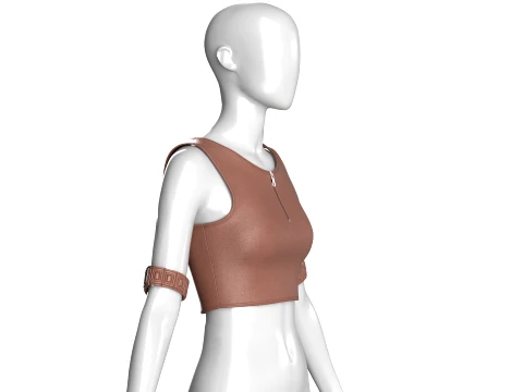 Girls Sleeveless Crop Top With Arm Cuff 3D Model