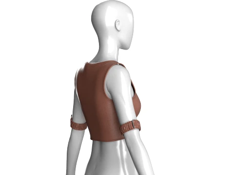 Girls Sleeveless Crop Top With Arm Cuff 3D Model