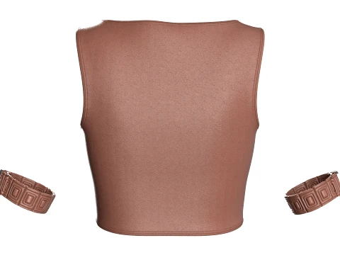 Girls Sleeveless Crop Top With Arm Cuff 3D Model
