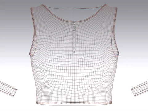 Girls Sleeveless Crop Top With Arm Cuff 3D Model