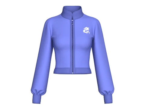 Girls Dragon Graphic Full-Zip Cropped Jacket 3D Model