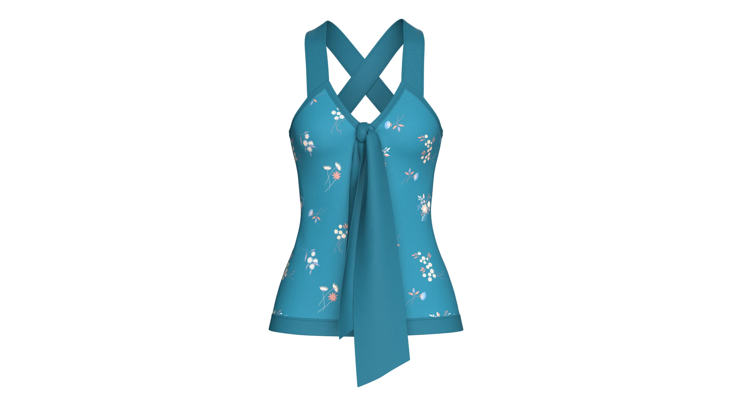 Girls Floral Print Tie-Front Camisole Top 3D Model .c4d .max .obj .3ds .fbx .stl .blend 