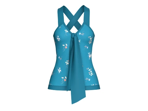Girls Floral Print Tie-Front Camisole Top 3D Model