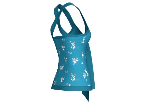 Girls Floral Print Tie-Front Camisole Top 3D Model