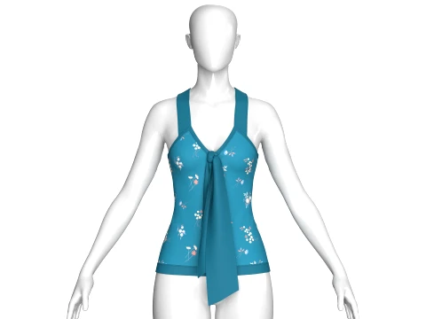 Girls Floral Print Tie-Front Camisole Top 3D Model