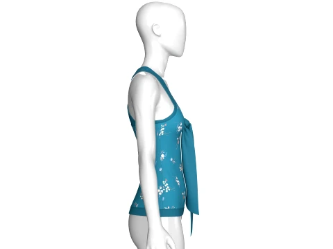 Girls Floral Print Tie-Front Camisole Top 3D Model