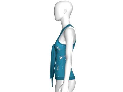 Girls Floral Print Tie-Front Camisole Top 3D Model