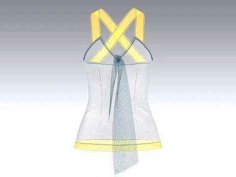 Girls Floral Print Tie-Front Camisole Top 3D Model