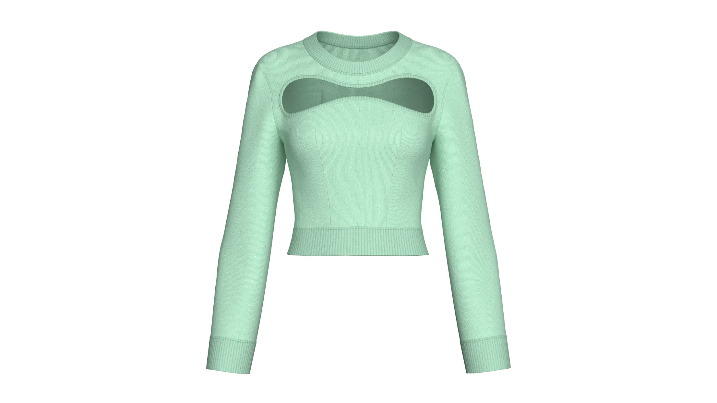 Girls Front Chest Cutout Long Sleeve Crop Top 3D Model .c4d .max .obj .3ds .fbx .stl .blend 