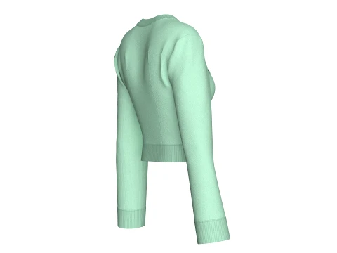Girls Front Chest Cutout Long Sleeve Crop Top 3D Model