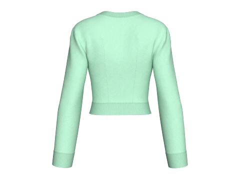 Girls Front Chest Cutout Long Sleeve Crop Top 3D Model
