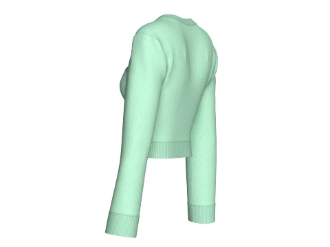 Girls Front Chest Cutout Long Sleeve Crop Top 3D Model