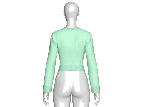 Girls Front Chest Cutout Long Sleeve Crop Top 3D Model