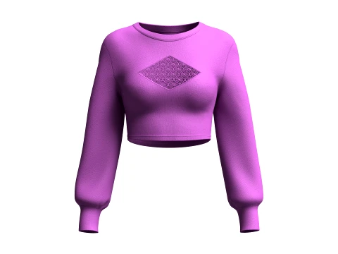 Girls Lace Cut-Out Cropped Sweatshirt 3D Model