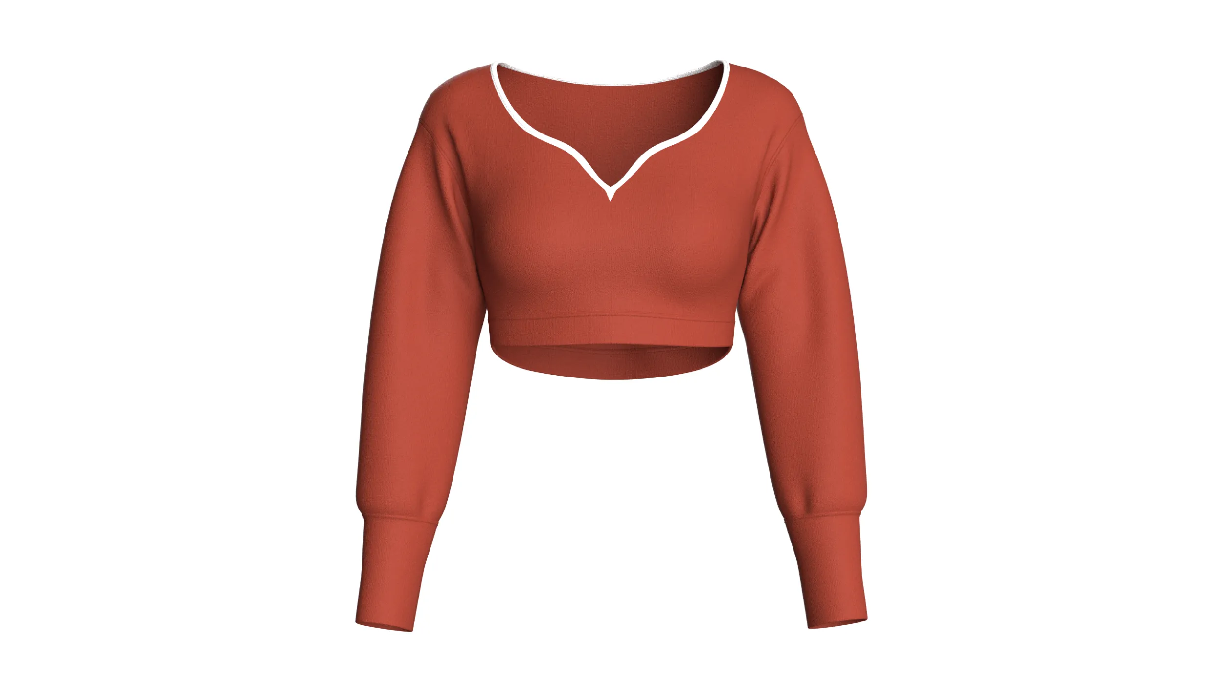 Girls White Piping Cropped Sweatshirt 3D Model .c4d .max .obj .3ds .fbx .stl .blend