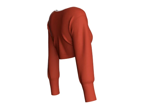 Girls White Piping Cropped Sweatshirt 3D Model