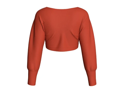 Girls White Piping Cropped Sweatshirt 3D Model