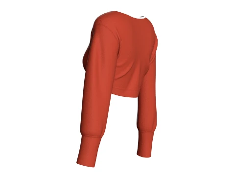 Girls White Piping Cropped Sweatshirt 3D Model