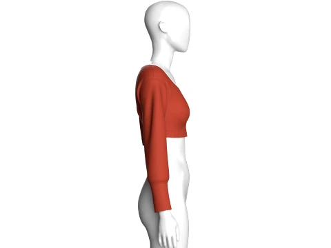 Girls White Piping Cropped Sweatshirt 3D Model