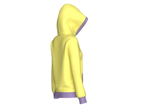 Girls Graphic Printed Yellow Hoodie 3D Model