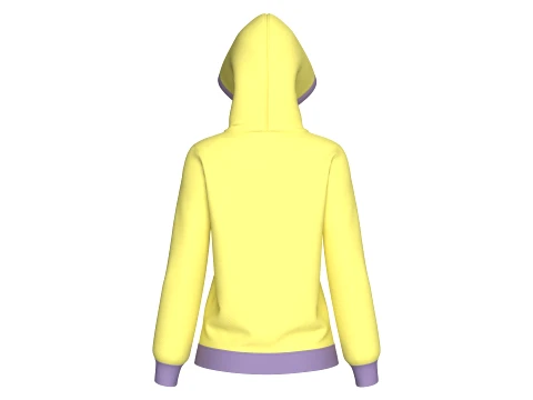 Girls Graphic Printed Yellow Hoodie 3D Model