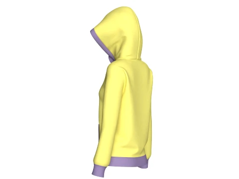 Girls Graphic Printed Yellow Hoodie 3D Model