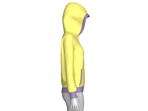 Girls Graphic Printed Yellow Hoodie 3D Model