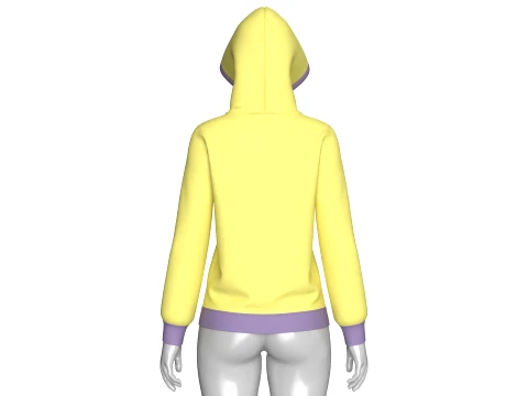 Girls Graphic Printed Yellow Hoodie 3D Model