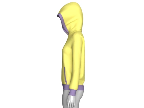 Girls Graphic Printed Yellow Hoodie 3D Model