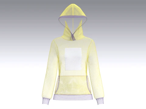 Girls Graphic Printed Yellow Hoodie 3D Model