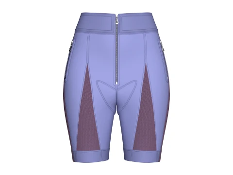 Girls Front-Zip Biker Shorts With Mesh Modelo 3D