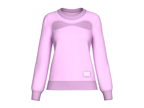Girls Chest Cutout Mesh Panel Sweatshirt 3D Modell