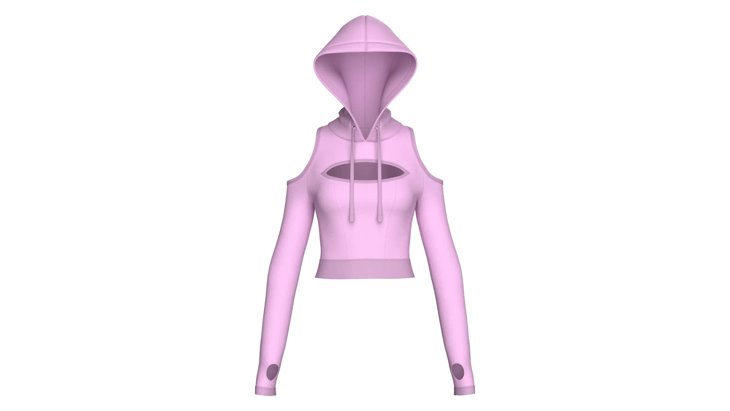 Girls Cold-Shoulder Cutout Crop Hoodie 3D Model .c4d .max .obj .3ds .fbx .stl .blend