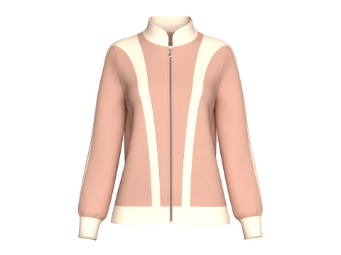 Girls Color Block Full Zip Track Jacket 3D Model