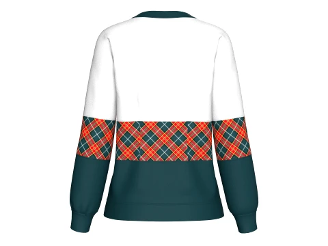 Girls Color Blocked Button V-Neck Sweatshirt 3D Model
