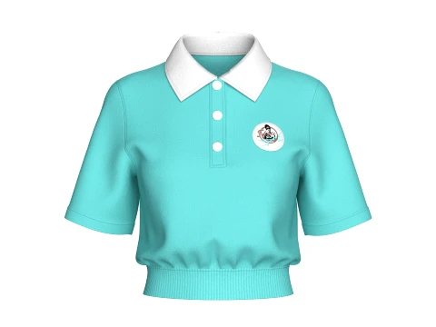Girls Crop Polo Shirt With Patch Modelo 3D