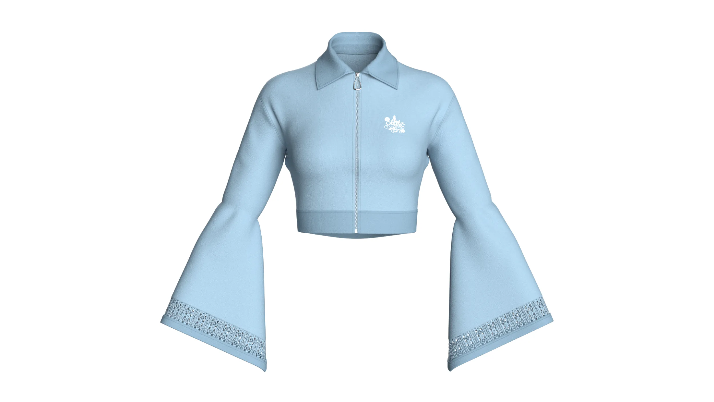 Girls Bell-Sleeve Lace Zip Jacket 3D Model .c4d .max .obj .3ds .fbx .stl .blend
