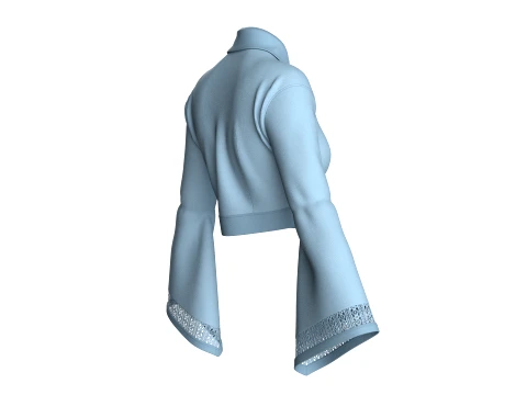 Girls Bell-Sleeve Lace Zip Jacket 3D Model