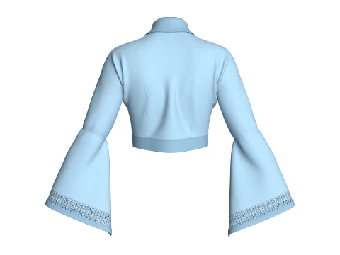 Girls Bell-Sleeve Lace Zip Jacket 3D Model