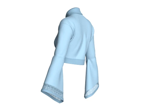 Girls Bell-Sleeve Lace Zip Jacket 3D Model