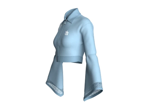 Girls Bell-Sleeve Lace Zip Jacket 3D Model
