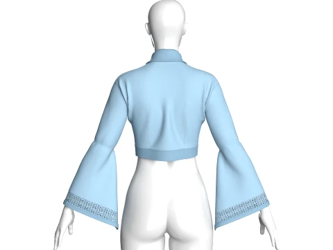 Girls Bell-Sleeve Lace Zip Jacket 3D Model