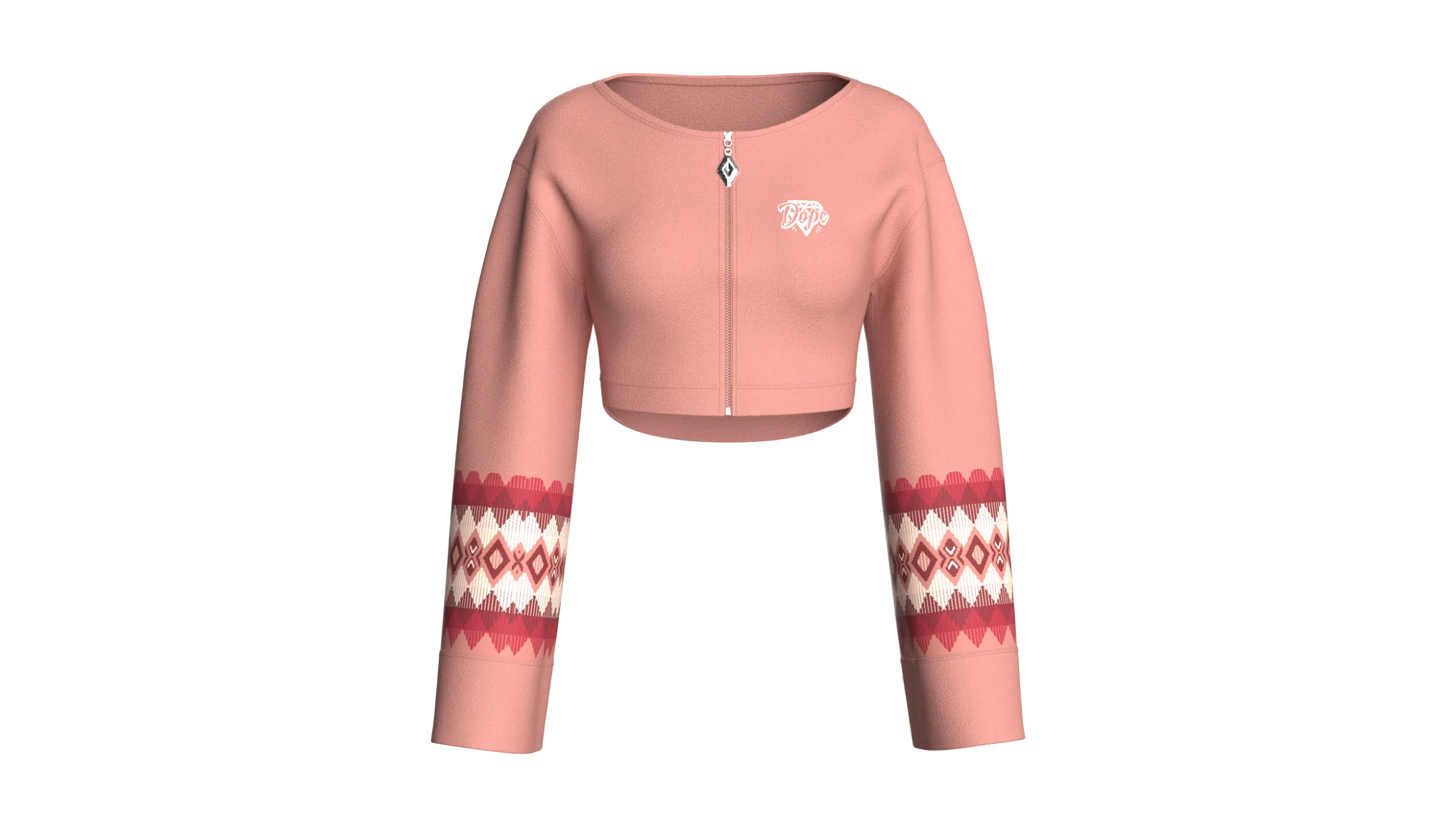 Girls Front-Zip Crop Sweatshirt 3D Model .c4d .max .obj .3ds .fbx .stl .blend