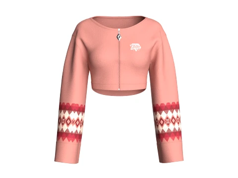 Girls Front-Zip Crop Sweatshirt 3D Model