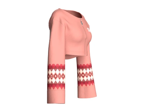Girls Front-Zip Crop Sweatshirt 3D Model