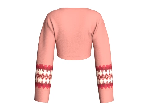 Girls Front-Zip Crop Sweatshirt 3D Model