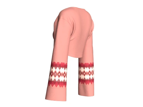 Girls Front-Zip Crop Sweatshirt 3D Model