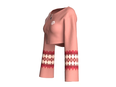 Girls Front-Zip Crop Sweatshirt 3D Model