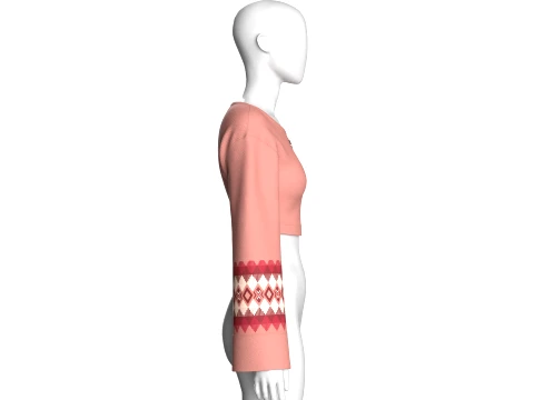 Girls Front-Zip Crop Sweatshirt 3D Model