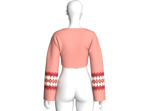 Girls Front-Zip Crop Sweatshirt 3D Model
